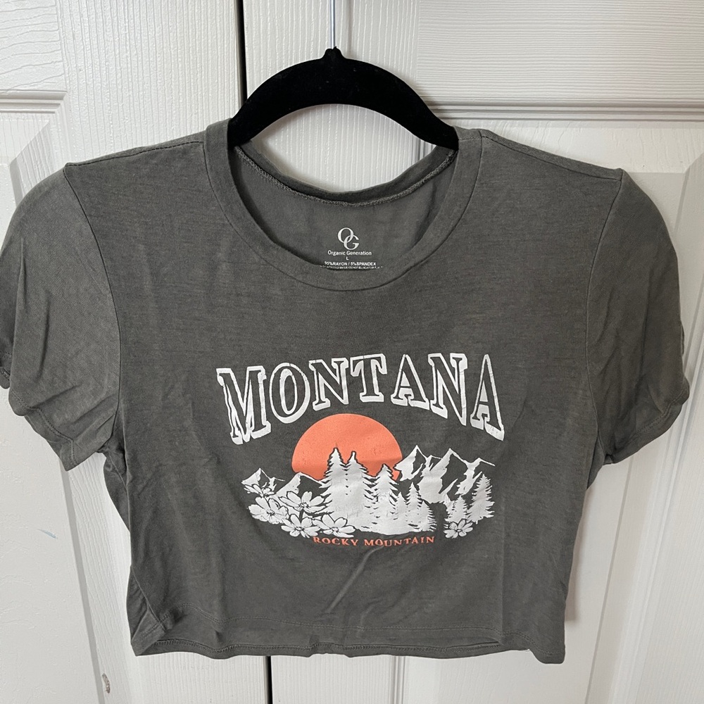 Gray Montana Graphic Crop Top